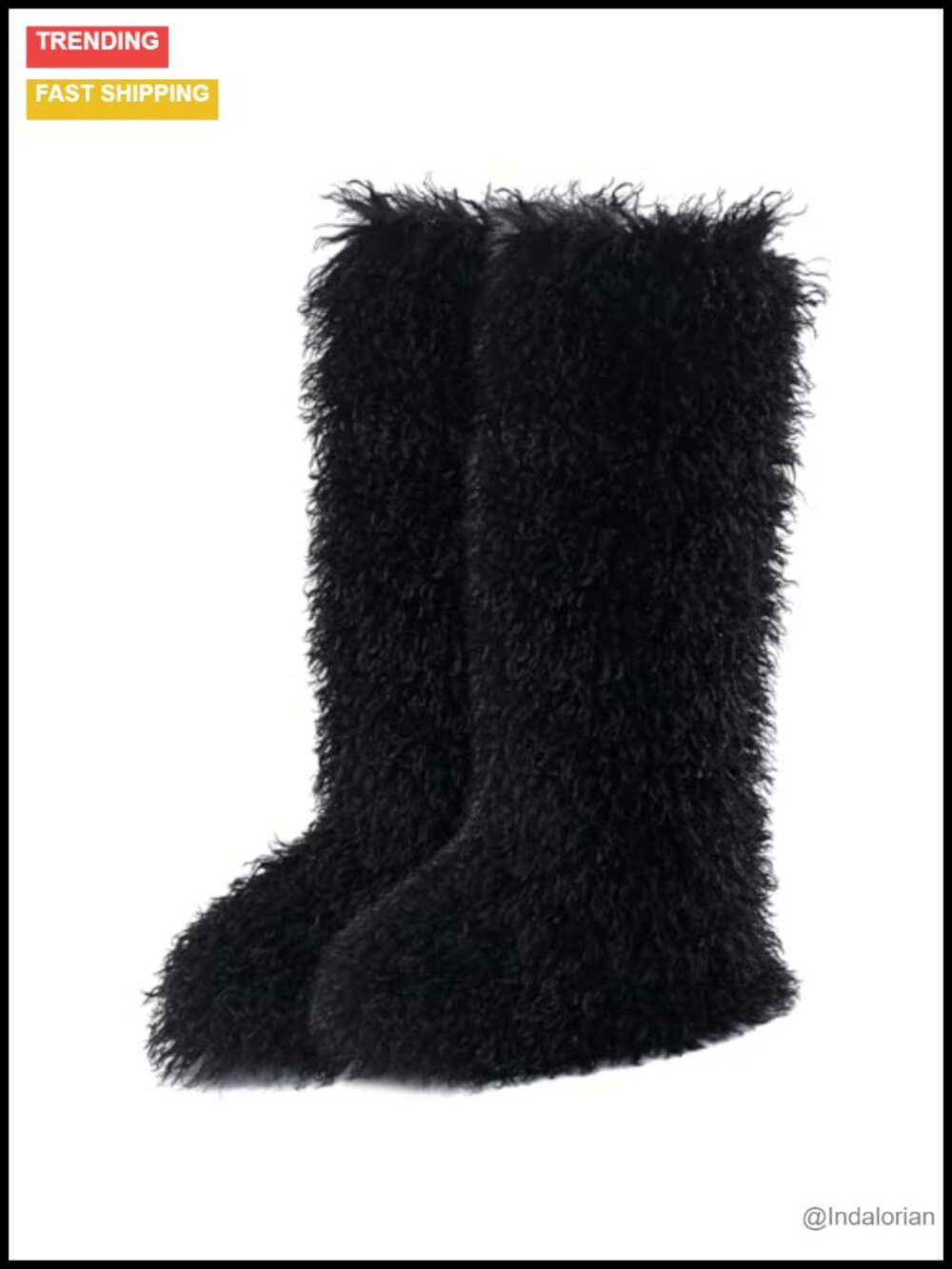 Faux Fur Tall Furry Knee-High Winter Boots Slip-On